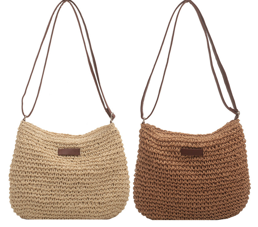 Niche Design Vacation Straw Tote Bag