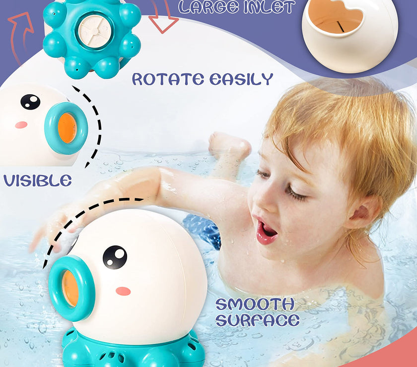 Octopus Fountain Bath Toy Water Jet Rotating Shower Bathroom Toy Summer Water Toys Sprinkler Beach Toys Kids Water Toys