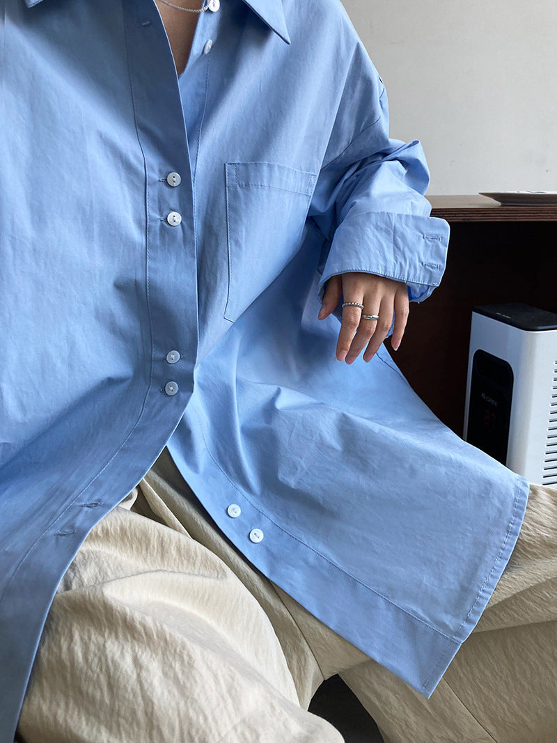 French Casual Simple Solid Color Shirt For Women