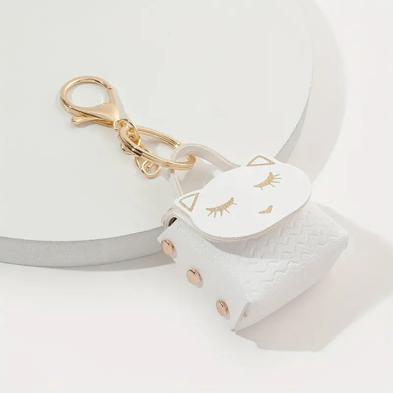 Cute Cat Mini Pu Storage Coin Purse Keychain Pendant