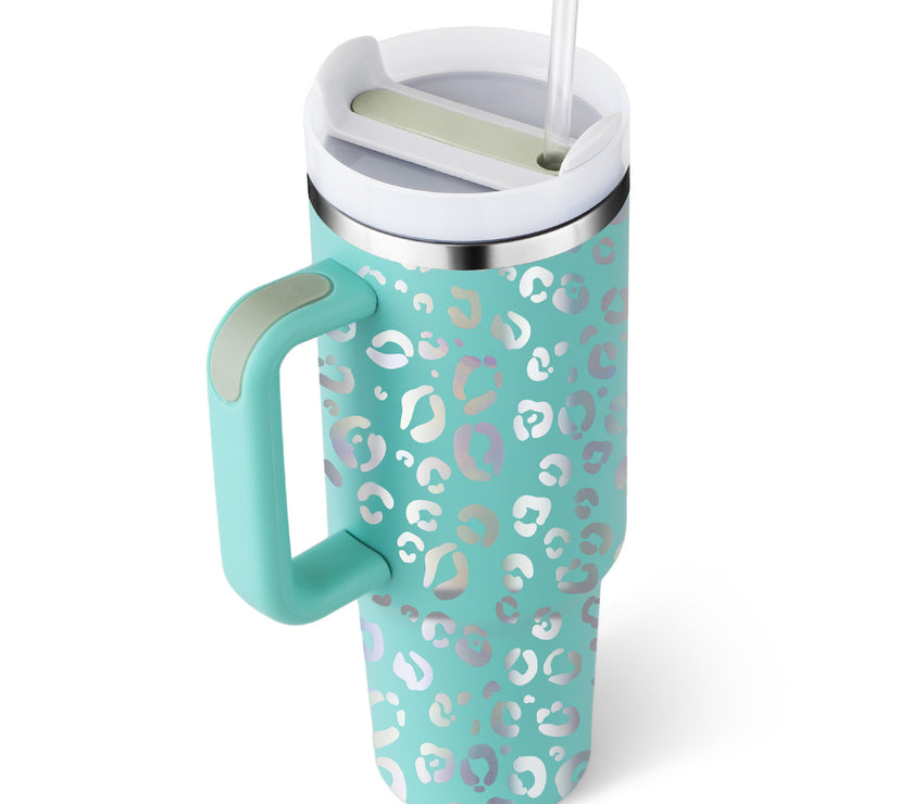 40 Oz Tumbler With Handle Straw Insulated, Stainless Steel Spill Proof Vacuum Coffee Cup Tumbler With Lid Tapered Mug Gifts For Valentine Lover Suitable For Car Gym Office Travel