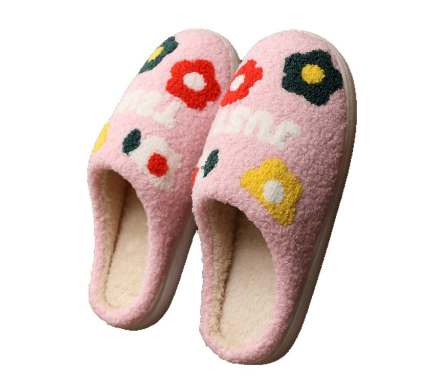 Lady's Flower Slippers Indoor Soft Bottom Cotton Slippers
