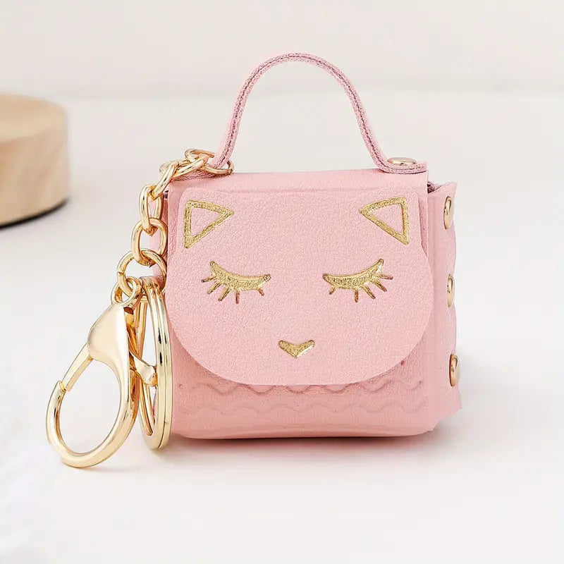 Cute Cat Mini Pu Storage Coin Purse Keychain Pendant