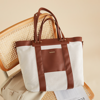 Large Canvas Tote Diaper Bag with Stroller Clips
