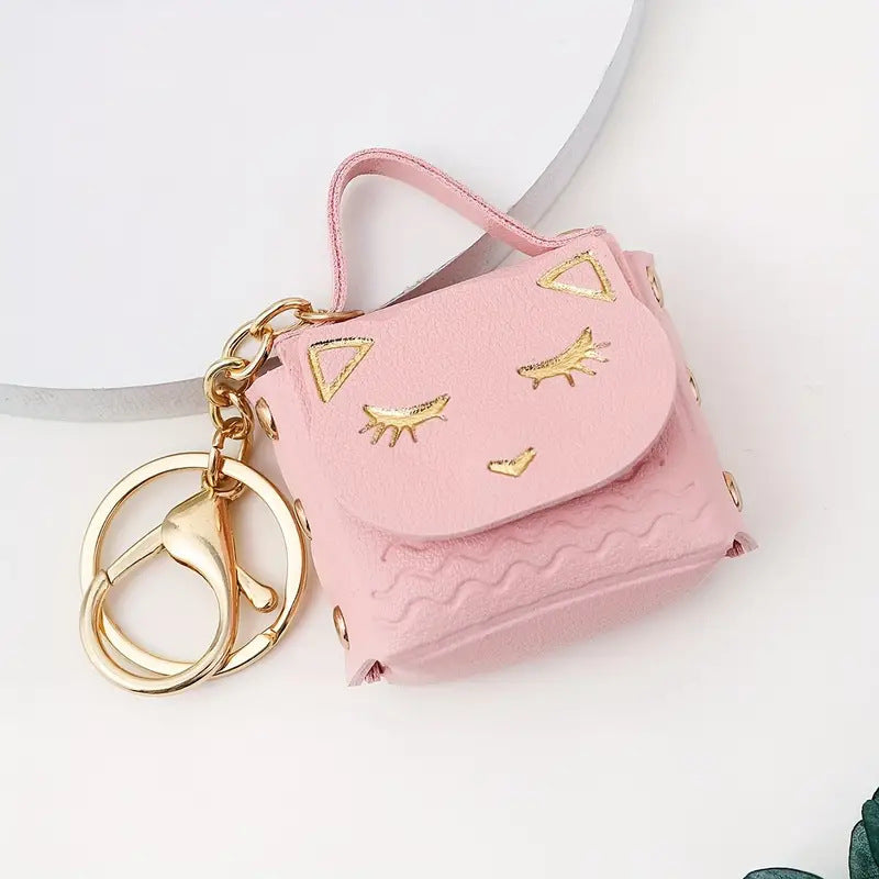 Cute Cat Mini Pu Storage Coin Purse Keychain Pendant