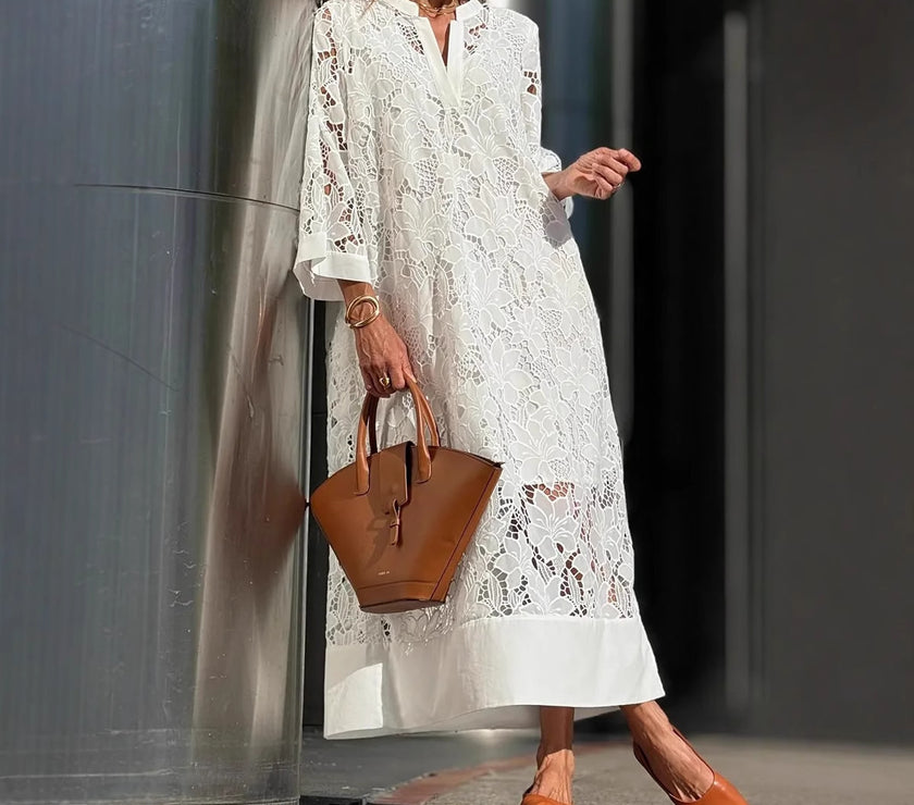 Casual Loose Lace V-neck Dress