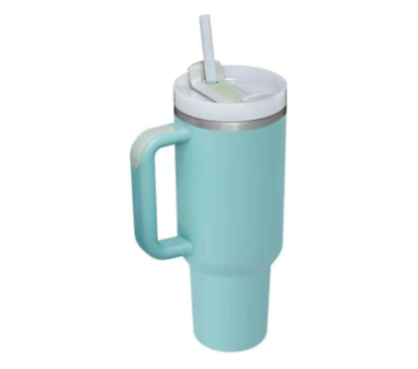 40 Oz Tumbler With Handle Straw Insulated, Stainless Steel Spill Proof Vacuum Coffee Cup Tumbler With Lid Tapered Mug Gifts For Valentine Lover Suitable For Car Gym Office Travel