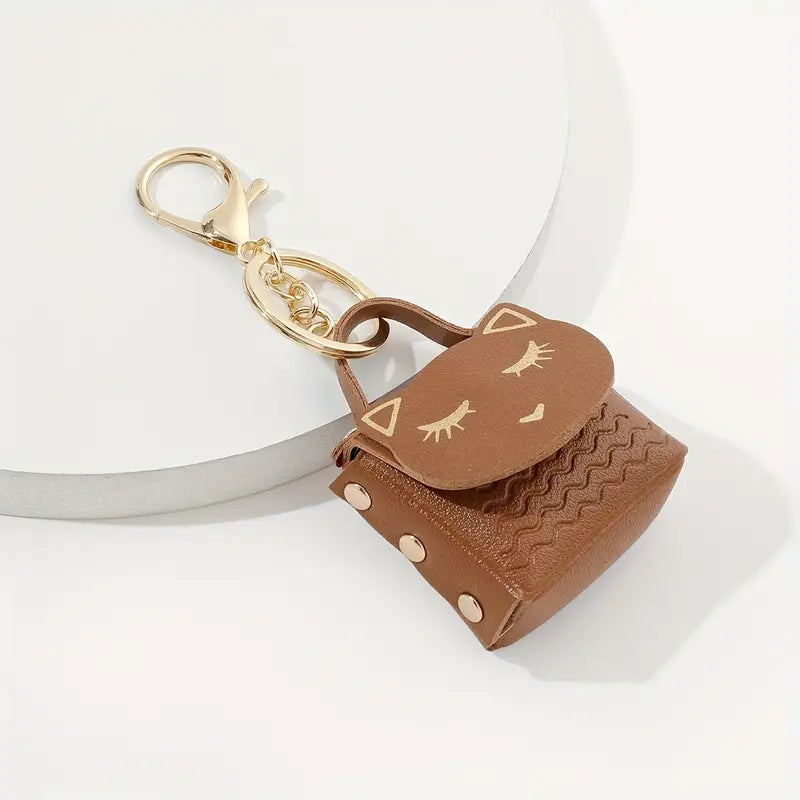 Cute Cat Mini Pu Storage Coin Purse Keychain Pendant