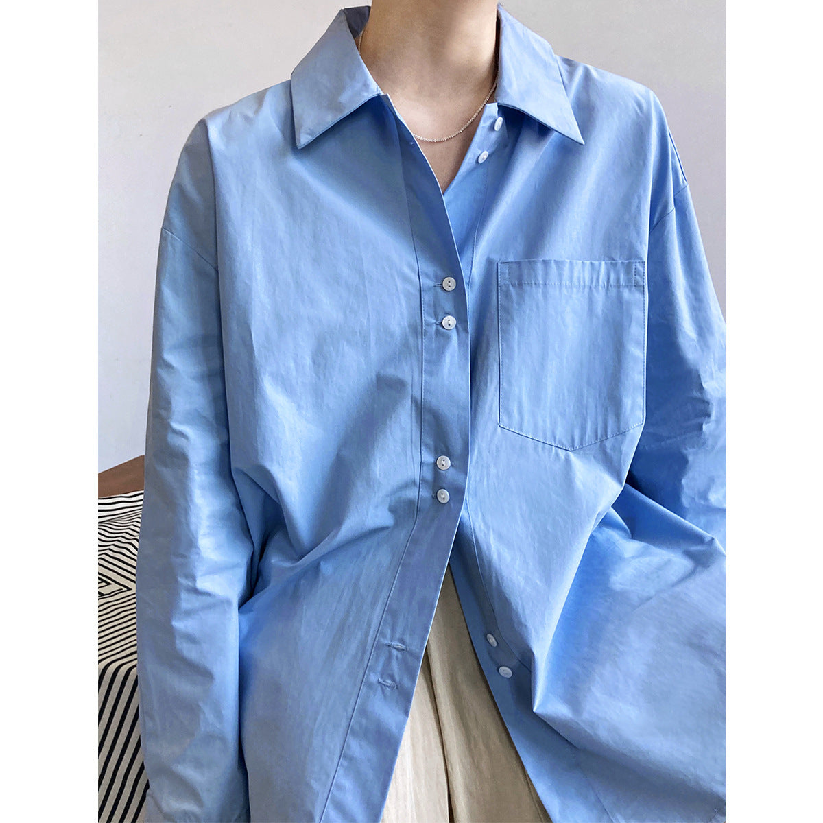 French Casual Simple Solid Color Shirt For Women