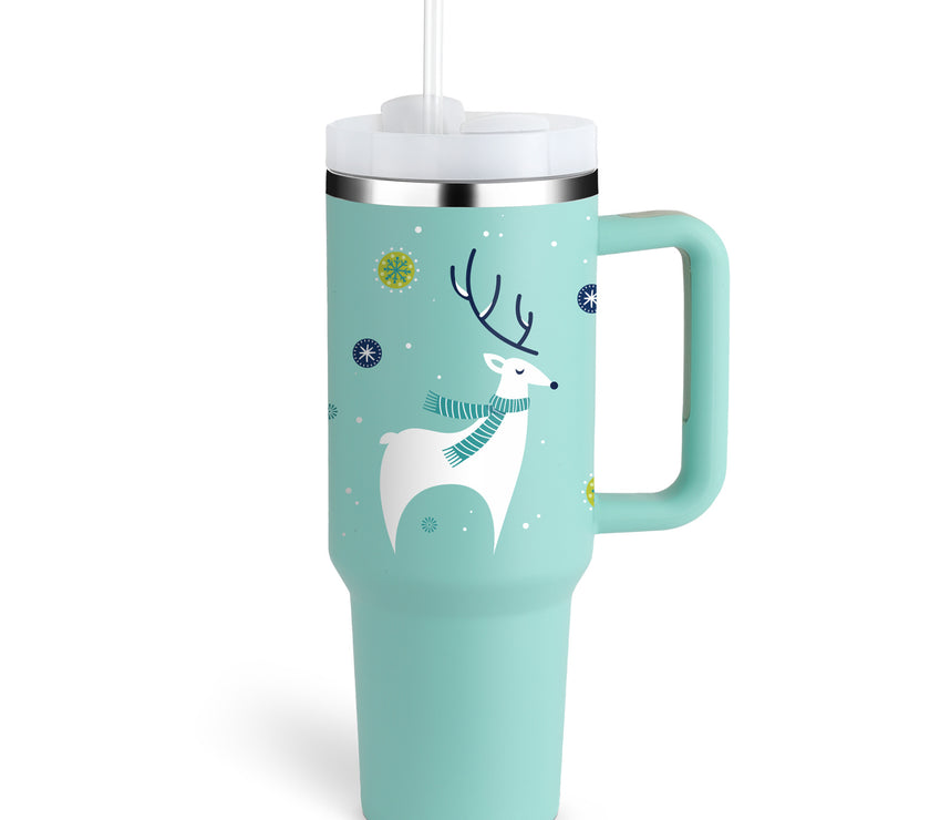 40 Oz Tumbler With Handle Straw Insulated, Stainless Steel Spill Proof Vacuum Coffee Cup Tumbler With Lid Tapered Mug Gifts For Valentine Lover Suitable For Car Gym Office Travel