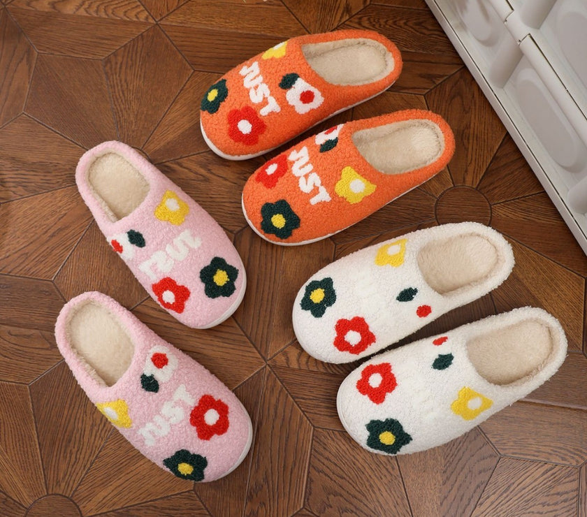 Lady's Flower Slippers Indoor Soft Bottom Cotton Slippers