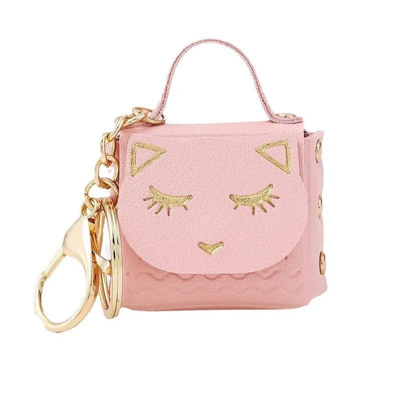 Cute Cat Mini Pu Storage Coin Purse Keychain Pendant