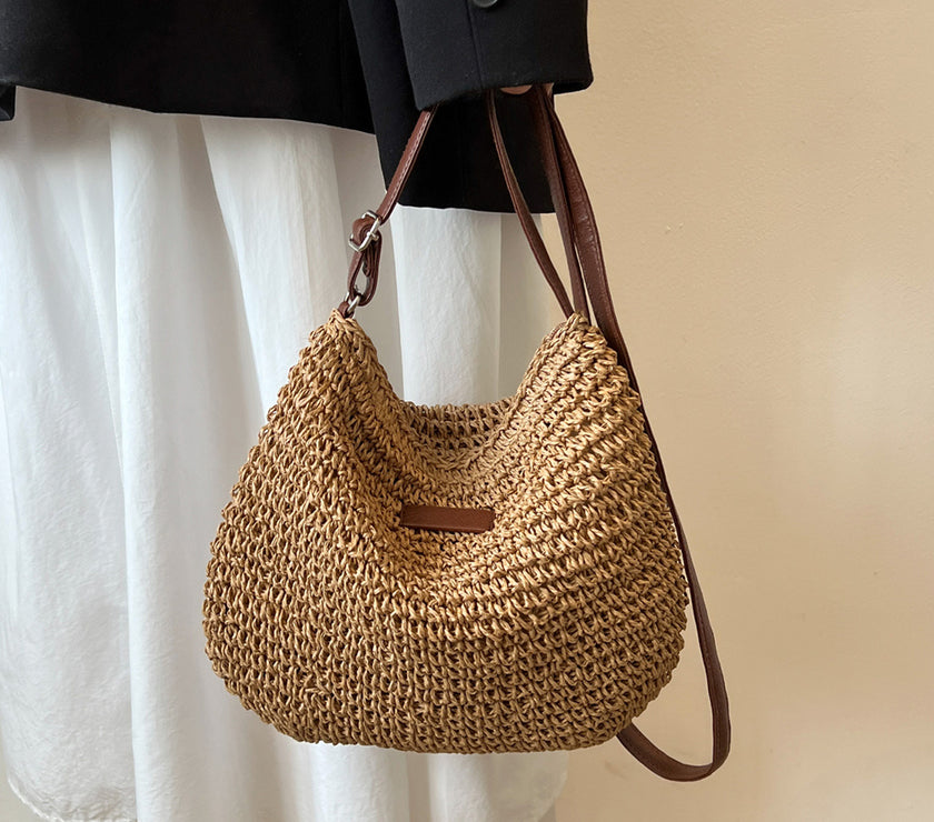 Niche Design Vacation Straw Tote Bag