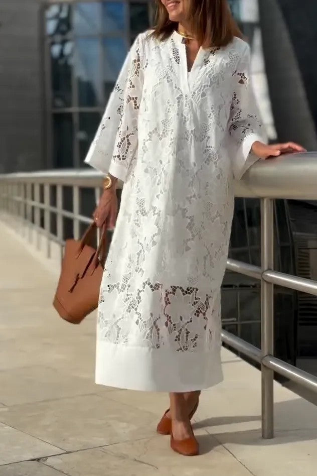 Casual Loose Lace V-neck Dress