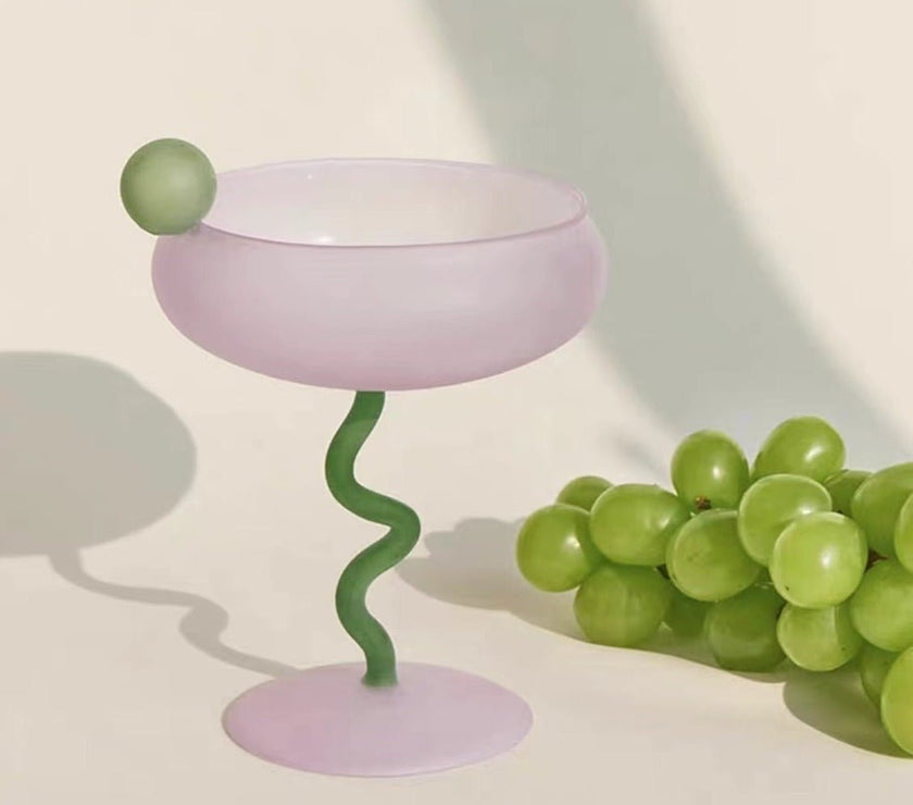 Jelly Bean Wine Glass - Whimsical Eclectic Dopamine Cocktail Coupe