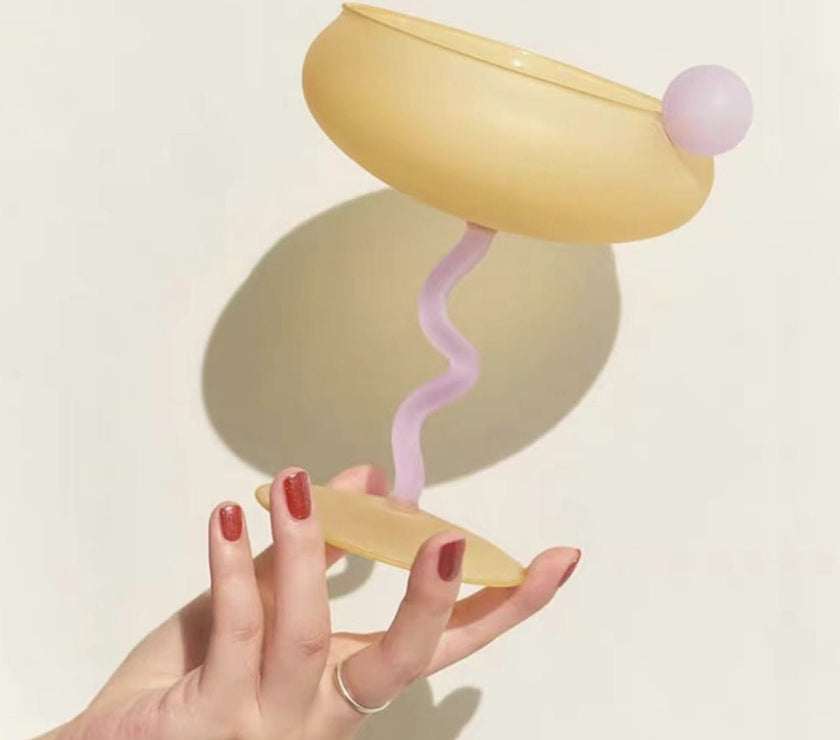 Jelly Bean Wine Glass - Whimsical Eclectic Dopamine Cocktail Coupe