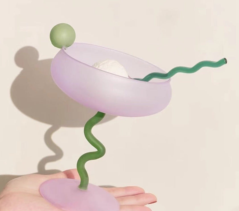 Jelly Bean Wine Glass - Whimsical Eclectic Dopamine Cocktail Coupe